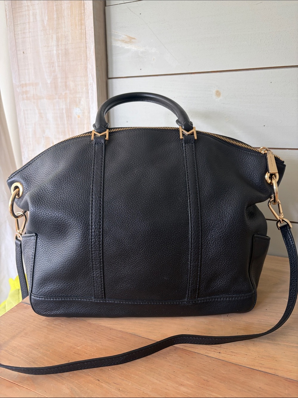 Michael Kors Black Pebbled Leather Satchel / Crossbody Bag - Picture 3 of 8
